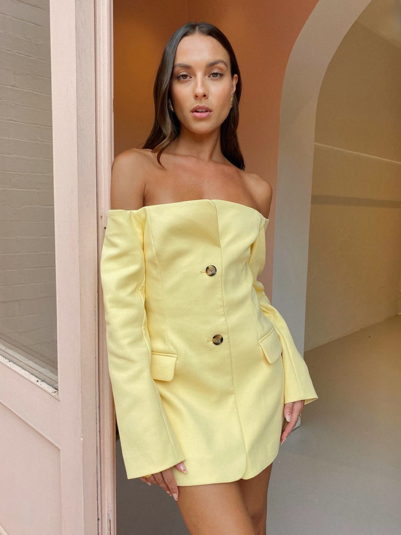 Rental Sir The Label Sandrine Tailored Mini Dress In Limone