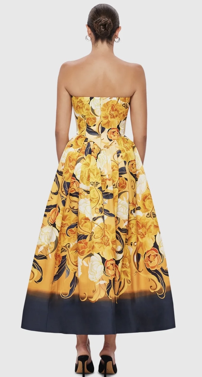 Cheap designer Leo Lin Leo & Lin Lynn Bustier Midi Dress Adorn Print In Royal