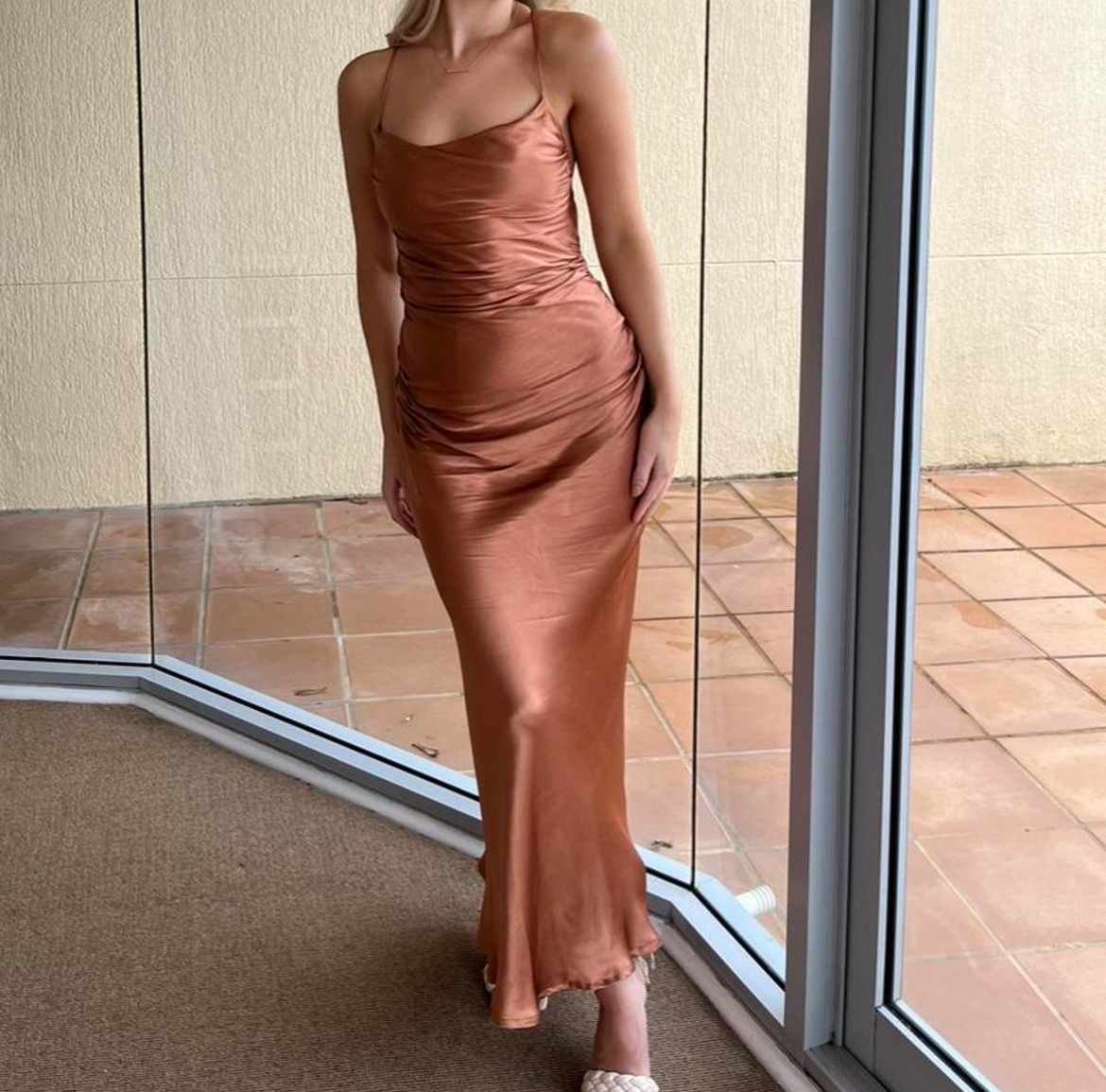 Formal rental Gold Shona Joy La Lune Bias Slip Dress