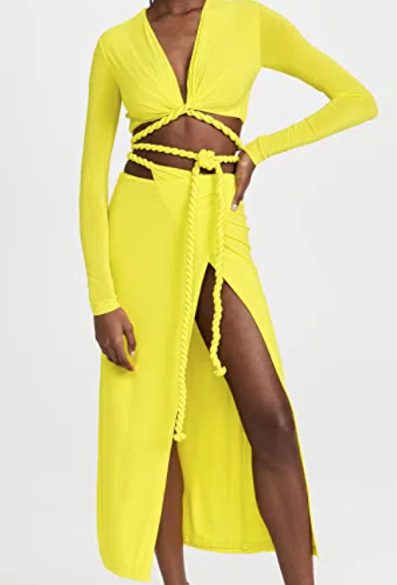 Borrow a Dion Lee Rope Wrap Top And Skirt Set Acid Yellow