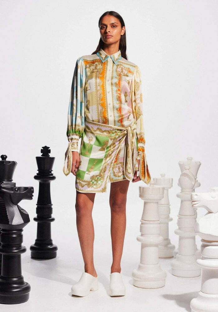 Formal rental Alemais Checkmate Silk Mini Dress