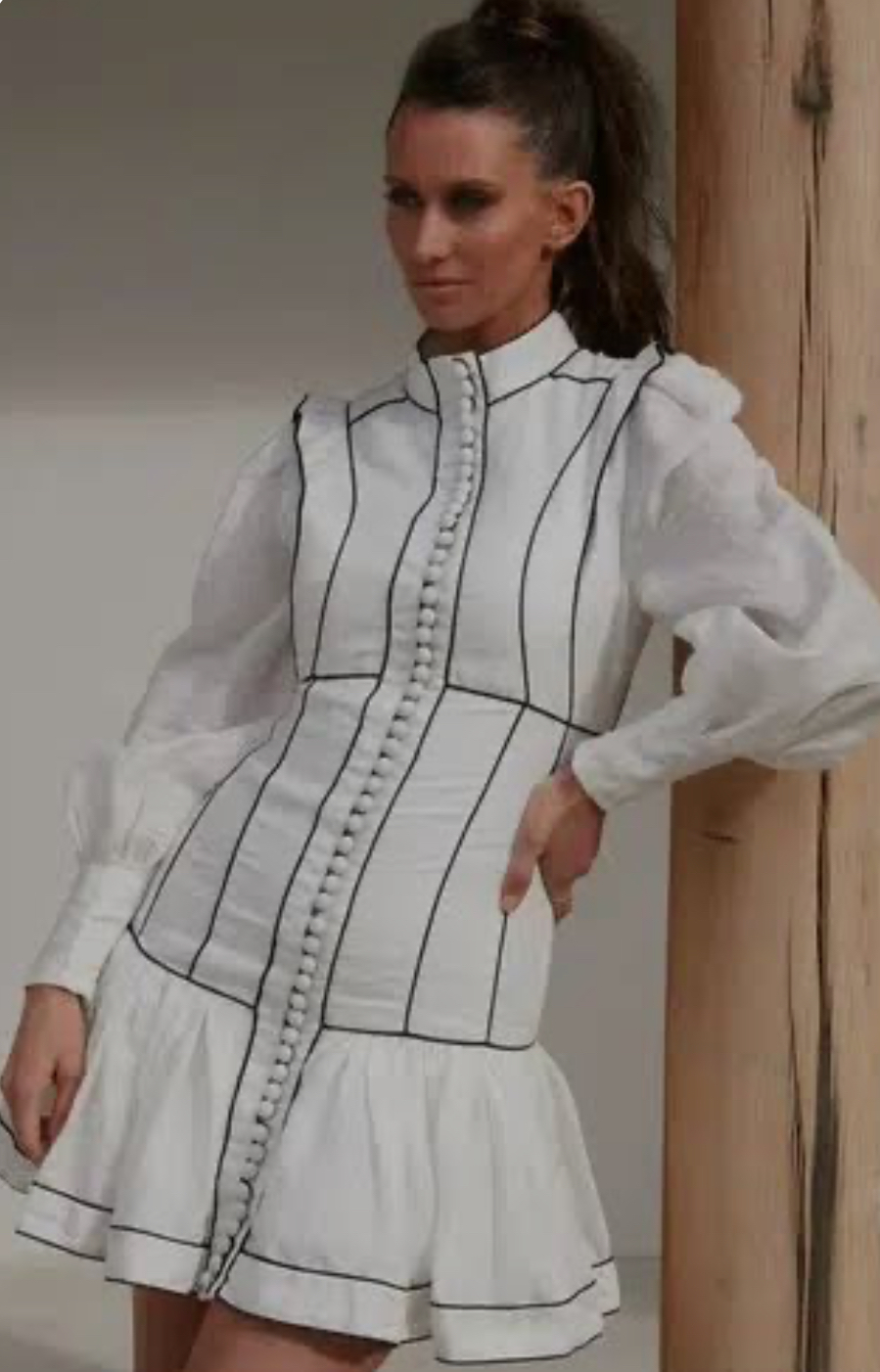 Borrow a Mackenzie Mode Button Me Up Mini Dress White