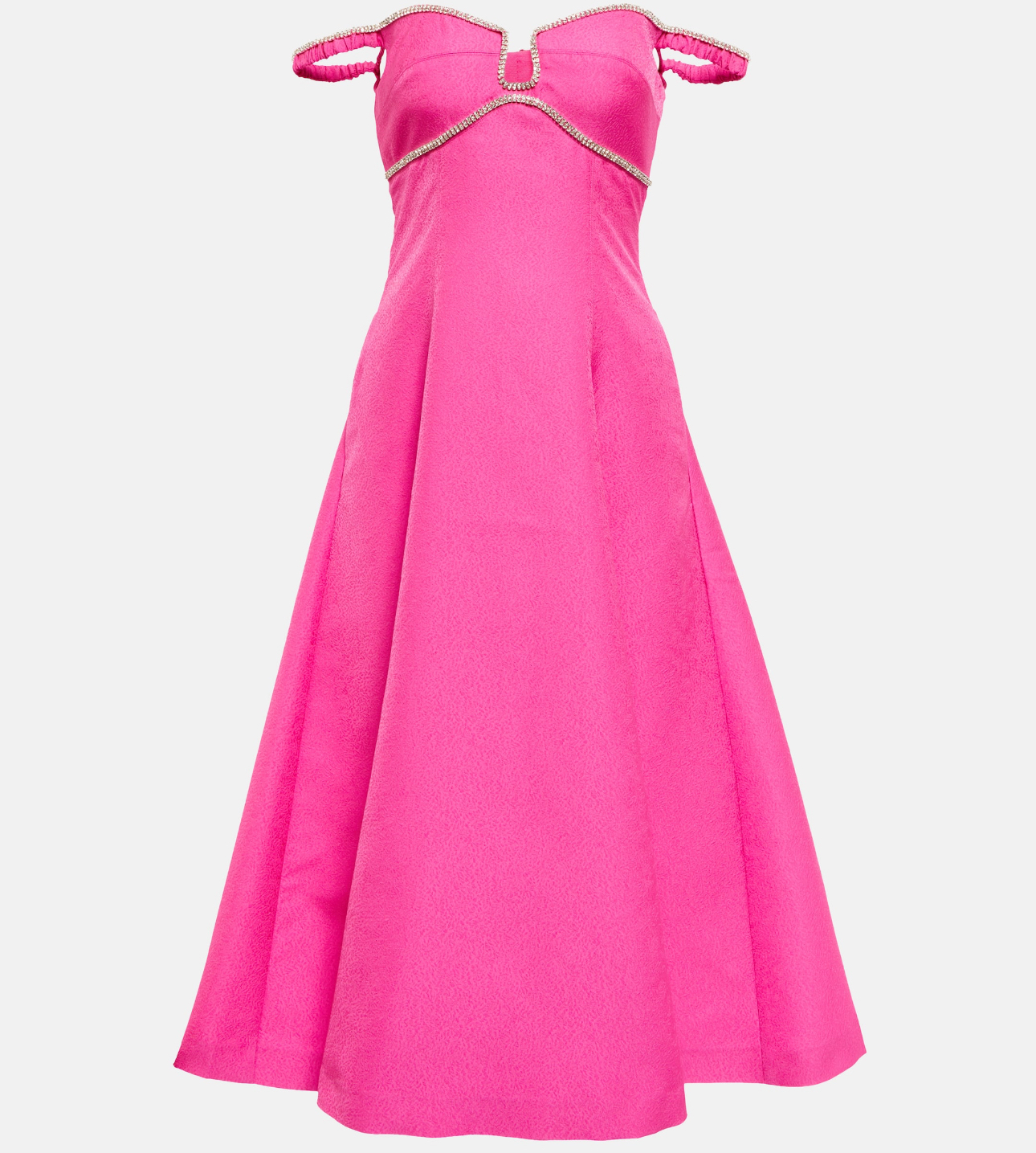 Rental Self Portrait Pink Textured Diamante Detail Midi Dress