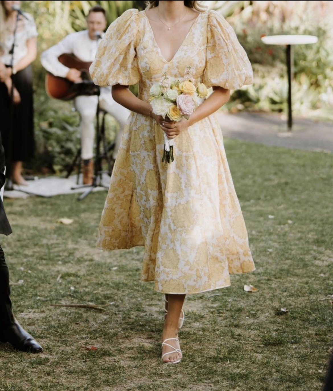 Borrow a Zimmermann Zimmermann Postcard Puff Sleeve Midi Yellow Tonal Floral