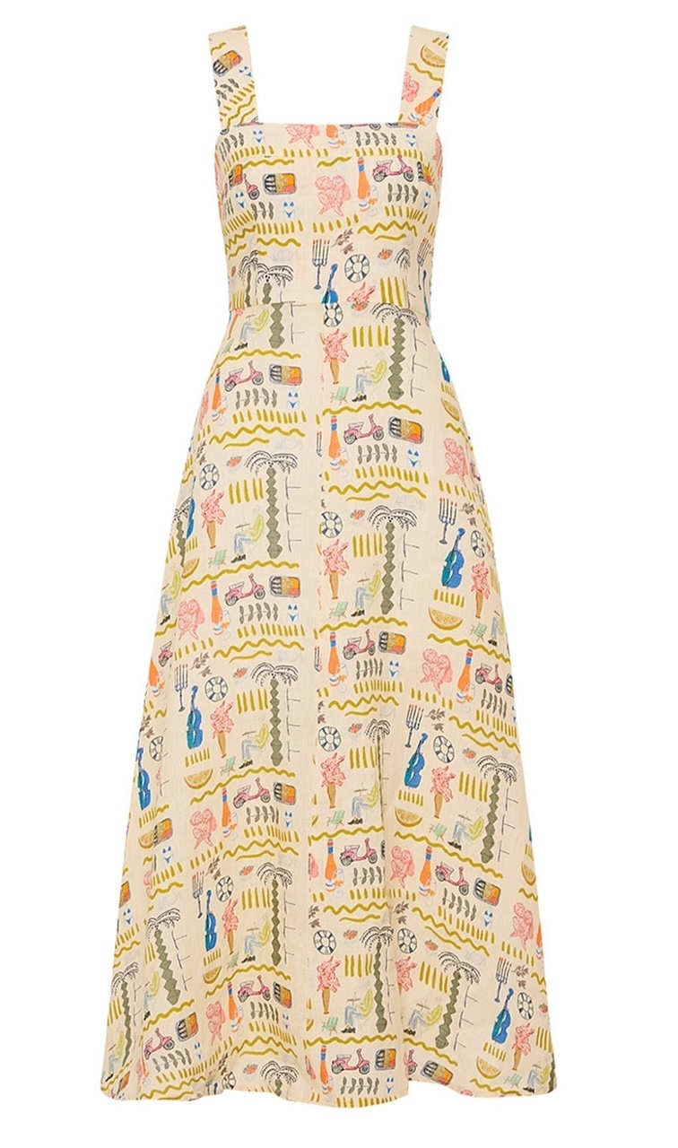 Hire a Palm Noosa Rosa Dress In Yellow Verano Tile