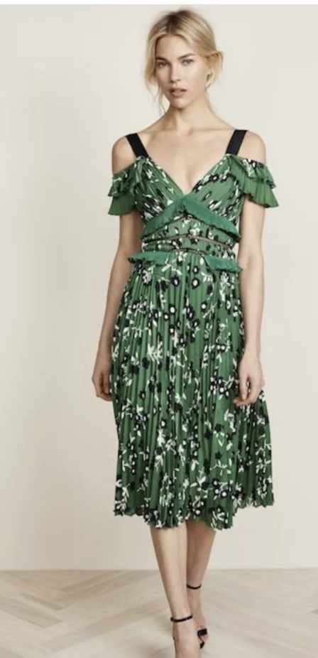 Hire a Self Portrait Green Floral Midi