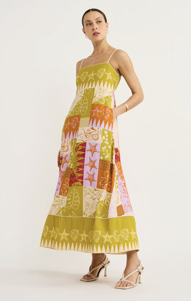 For rent a Mon Renn Cove Patchwork Midi Dress In Patchwork