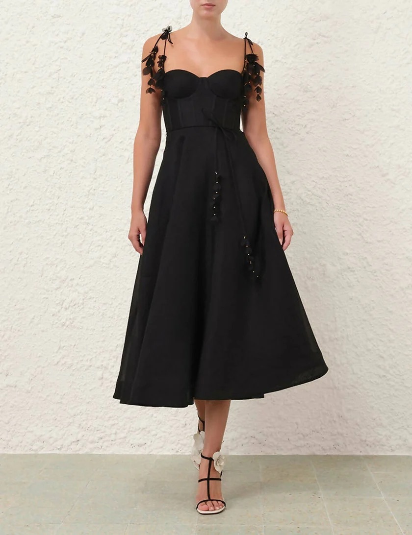 Rent a Zimmermann Natura Midi Corset Dress Black Size 2