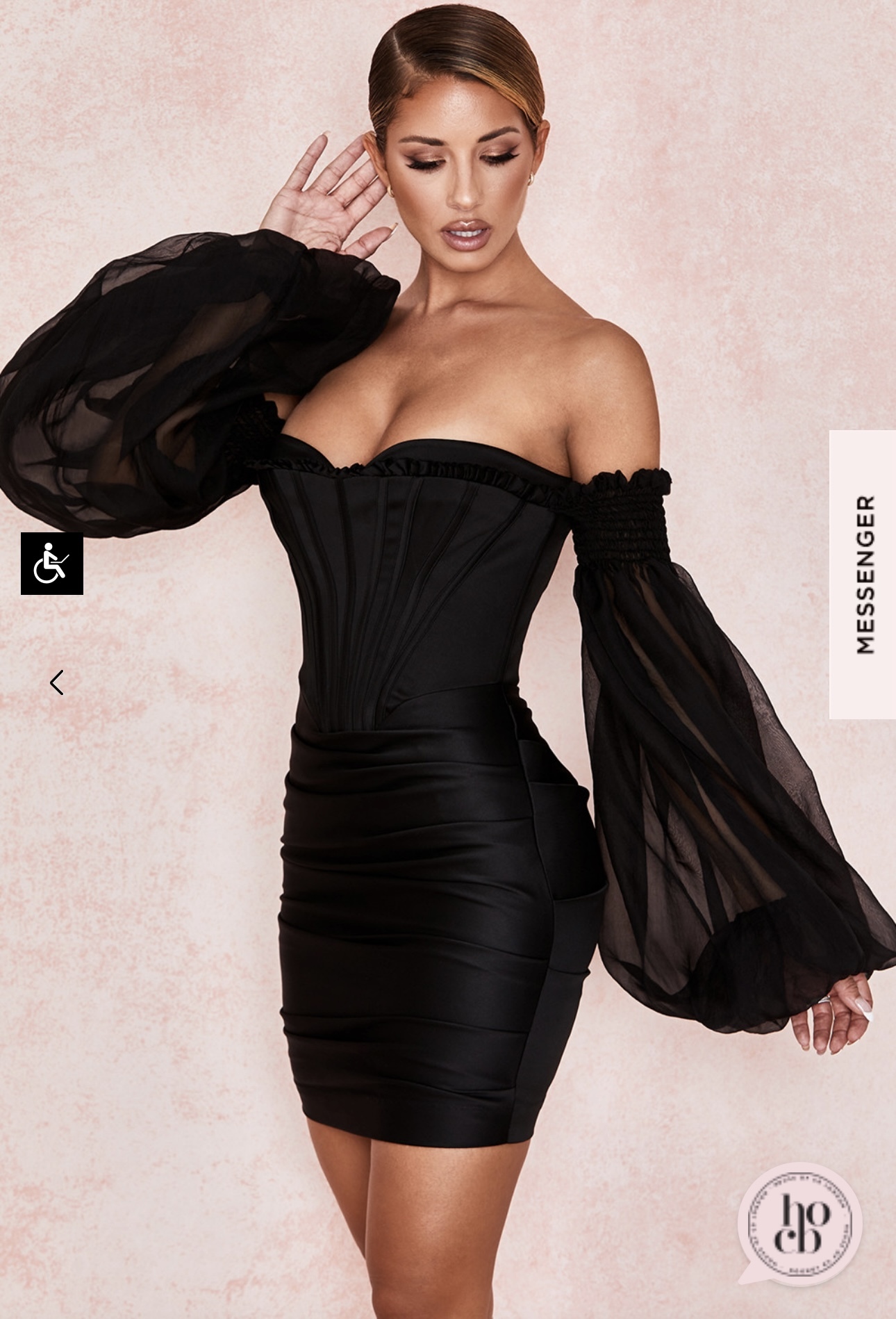 Rental House Of Cb House Of Cb Dress Beau Black Satin And Chiffon Corset Dress Size Small