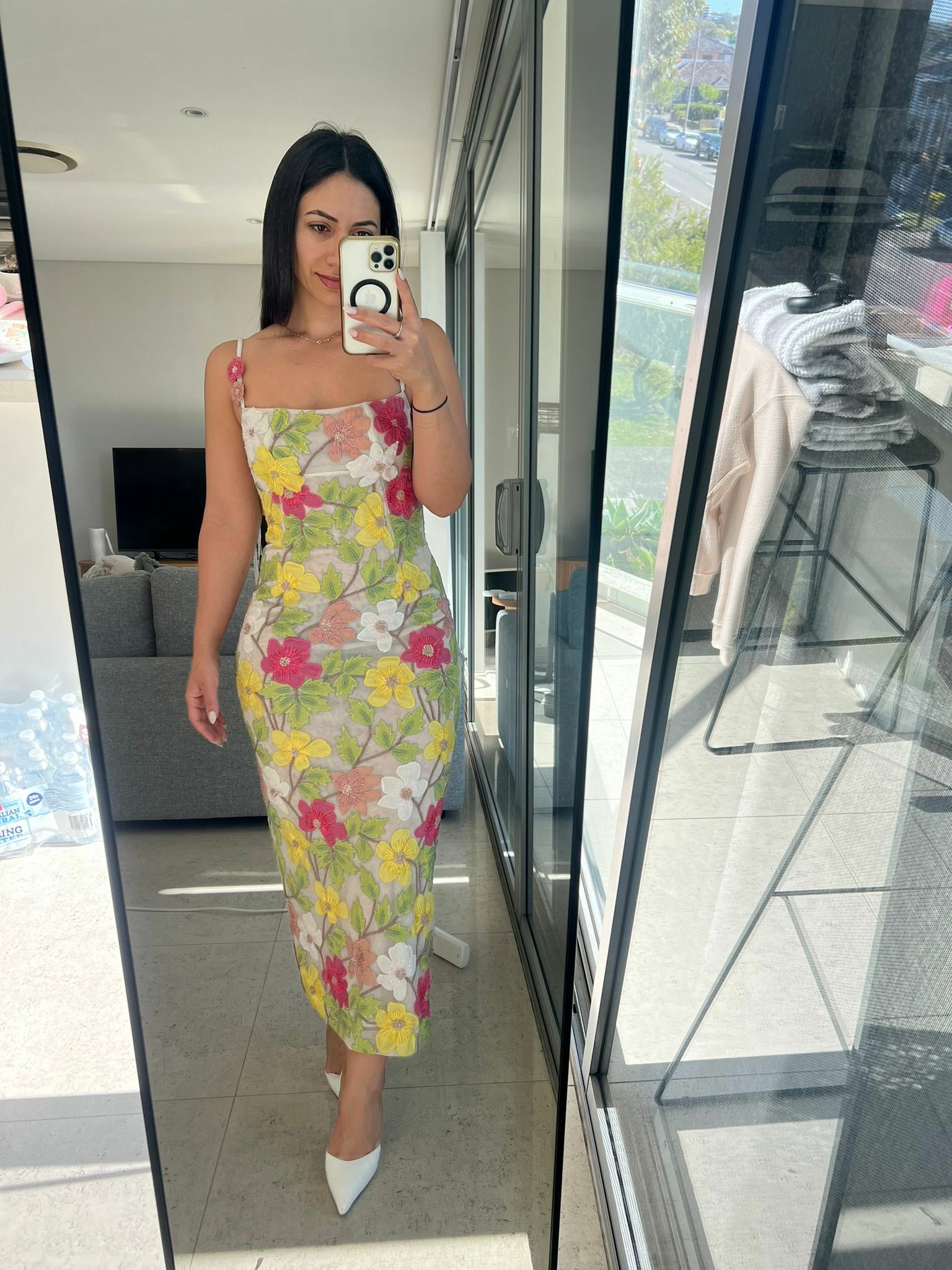 For rent a Rachel Gilbert Willow Floral Embroidery Midi Dress