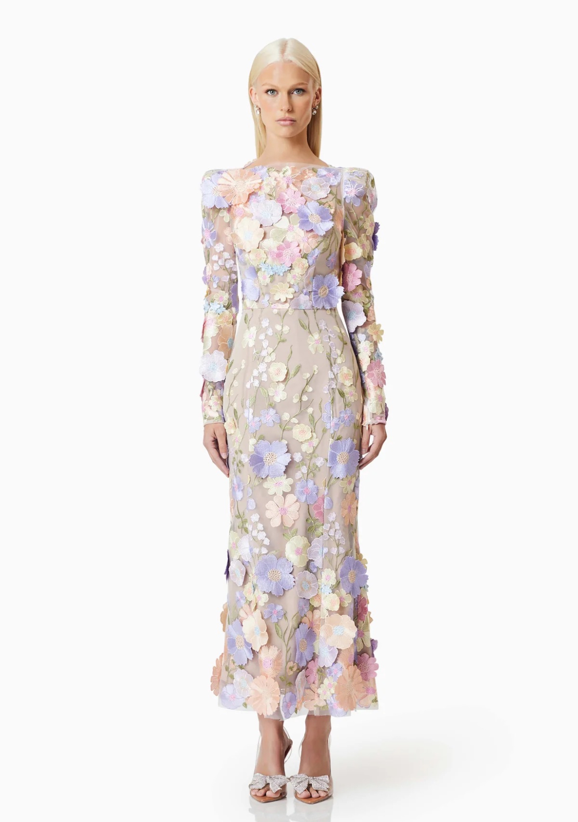 For rent a Elliatt Elliatt Shannon 3d Floral Midi Dress In Purple Size 8