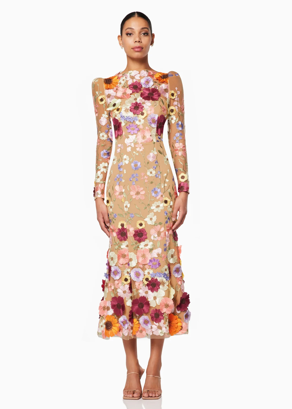 Loan a Elliatt Elliatt Shannon 3d Floral Midi Dress In Pink Size 8