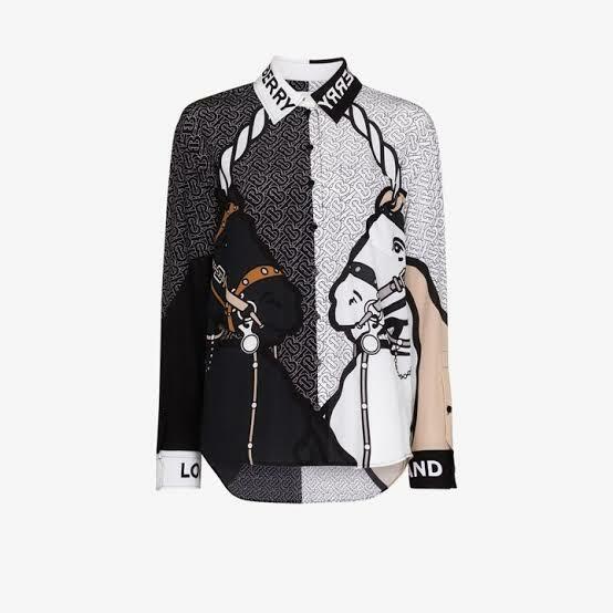 Rental Burberry London Burberry Tb Monogram Juliette Unicorn Silk Longsleeve