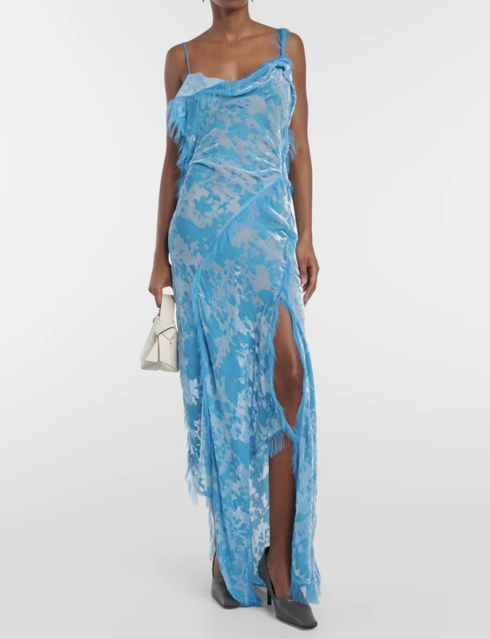 Designer rental Acne Studios Blue Asymmetric Velvet Maxi Dress