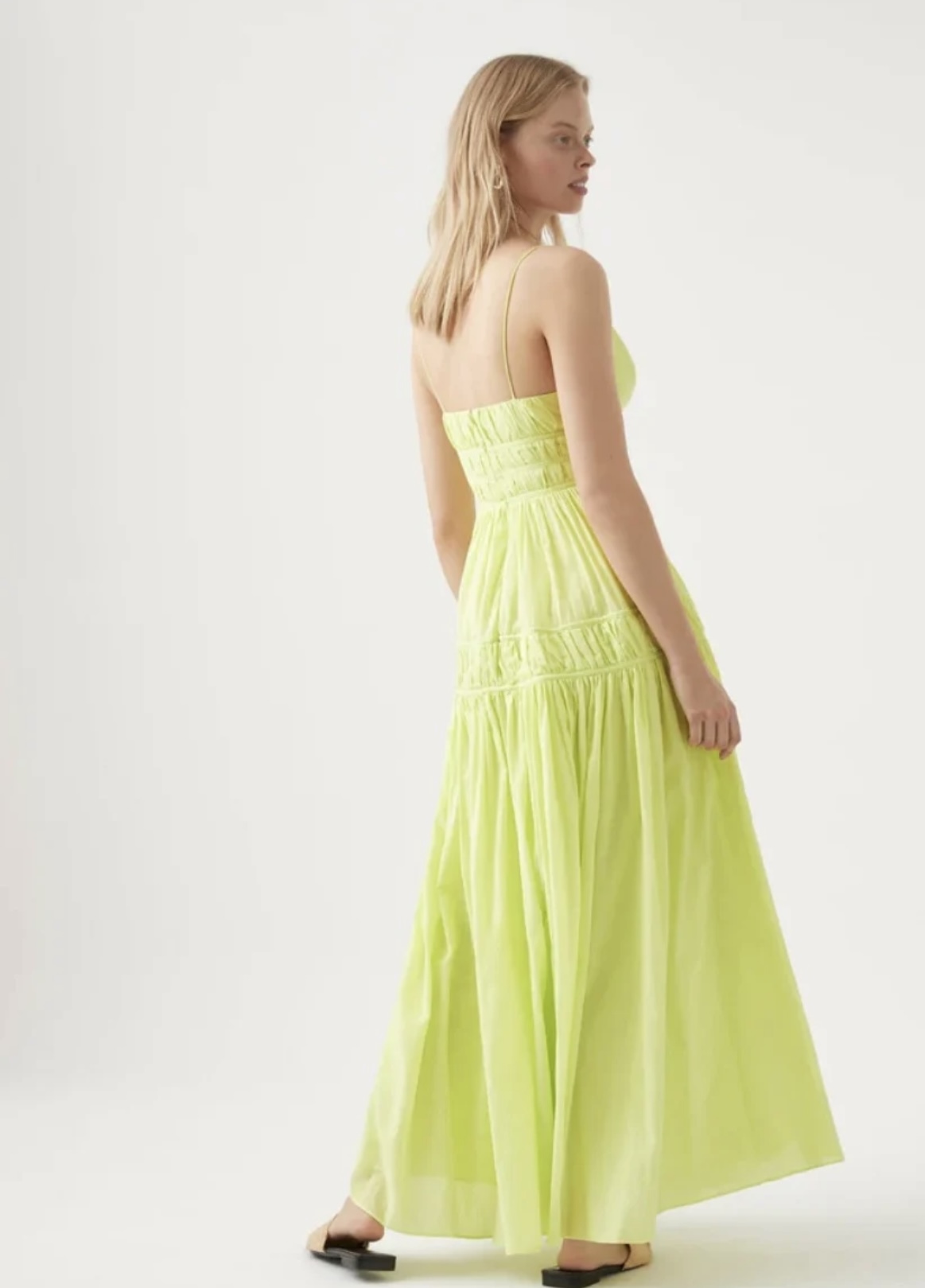 Loan a Aje Grace Tiered Maxi Dress Light Lemon