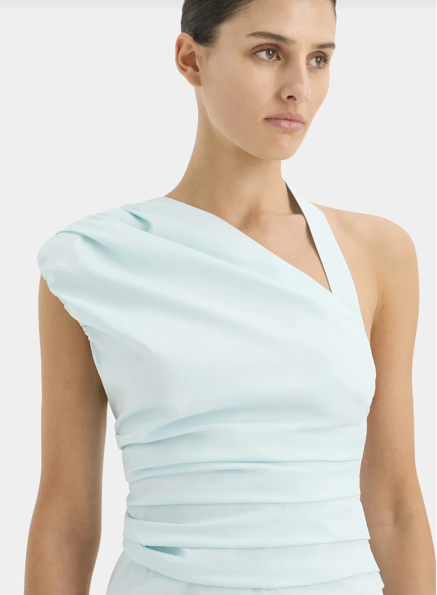 Borrow a Sir The Label The Azul Gathered Mini Dress In Ice Blue