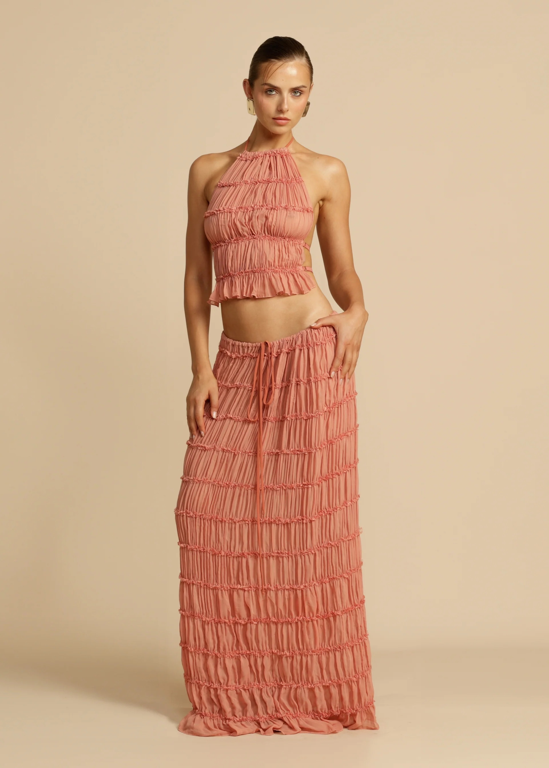 Rent a Arcina Ori Juliette Halter And Skirt Set In Peach Size Small / Au 8