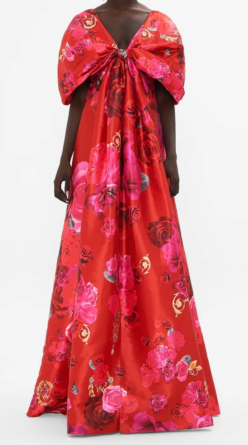 For rent a Camilla Italian Rosa Taffeta Bow Maxi Dress