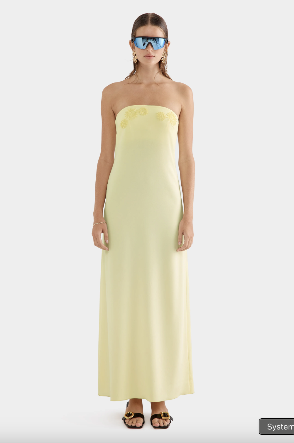 Affordable Venroy Beaded Strapless Maxi Dress Pastel Yellow