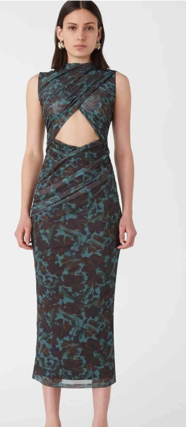 Borrow a Misha Isabella Mesh Midi Dress