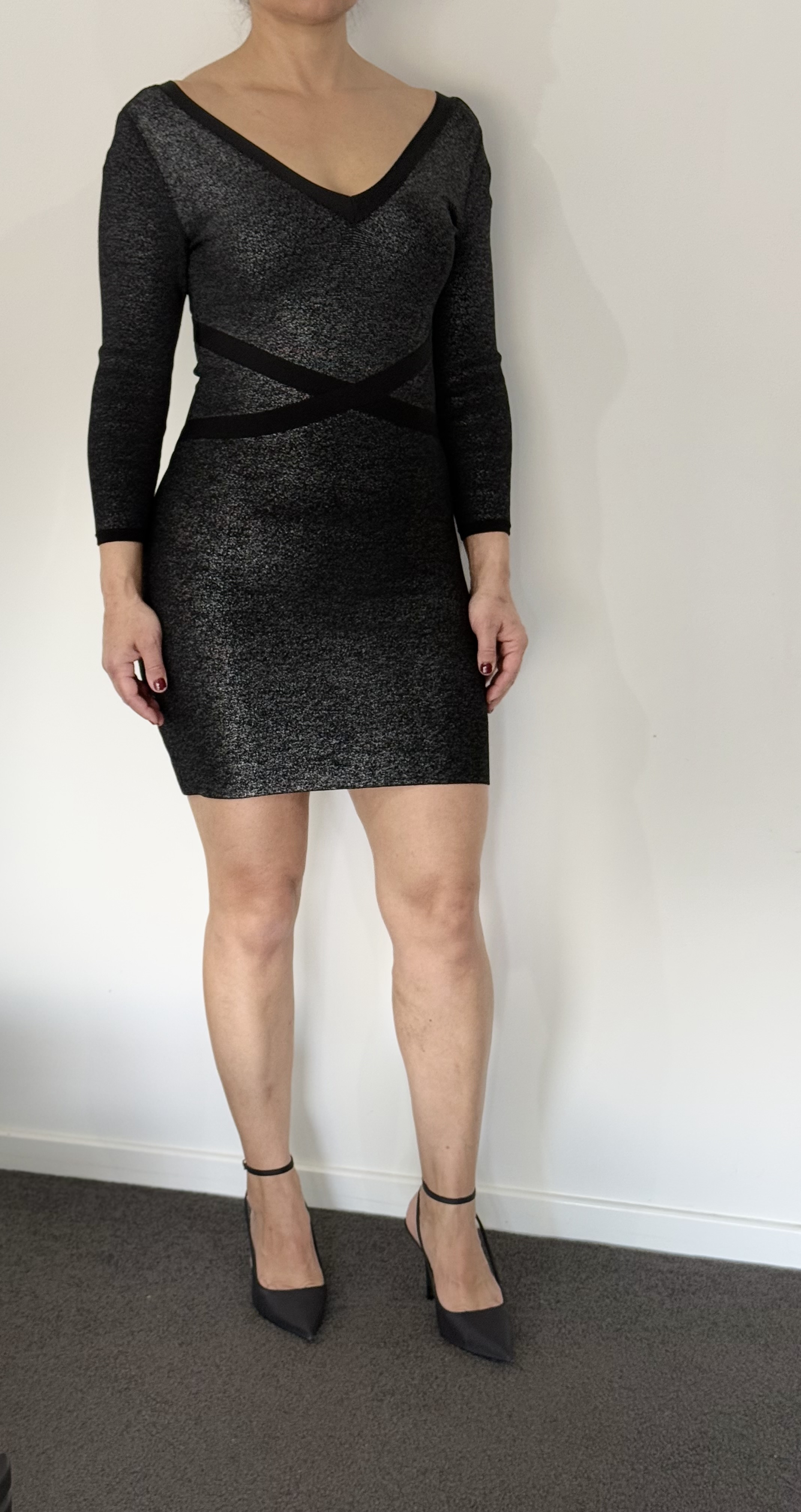 Rent a Bebe Bebe Black Metallic Mini Dress