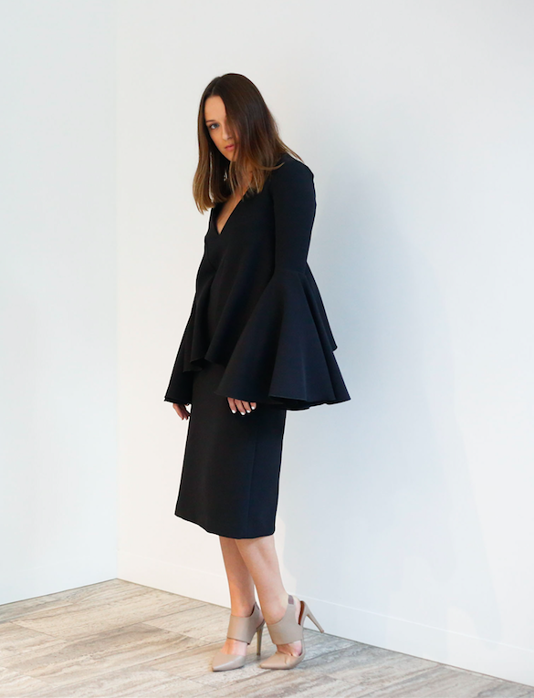 Cheap designer Ellery Polar Black Bell Sleeve Dress