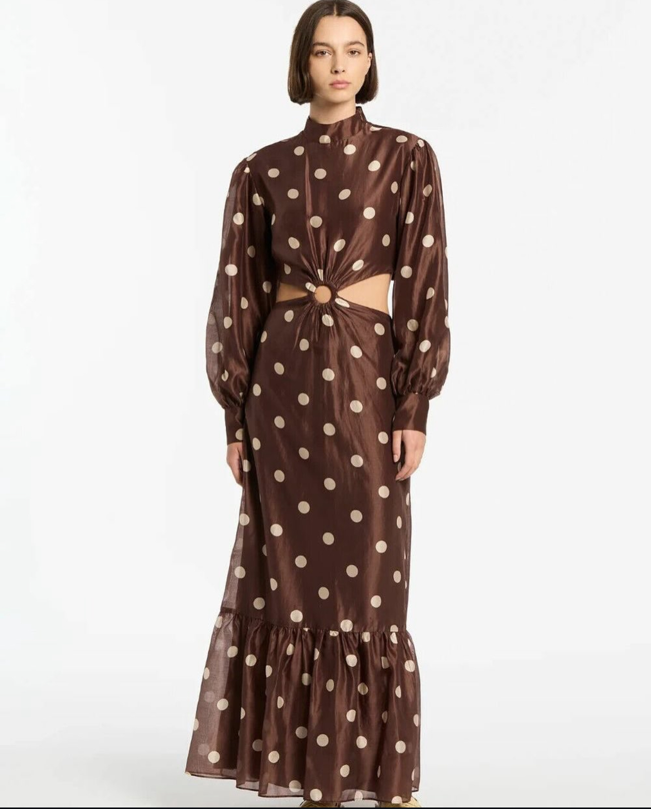 Designer rental Sir The Label Vivi Long Sleeve Cut Out Maxi Dress