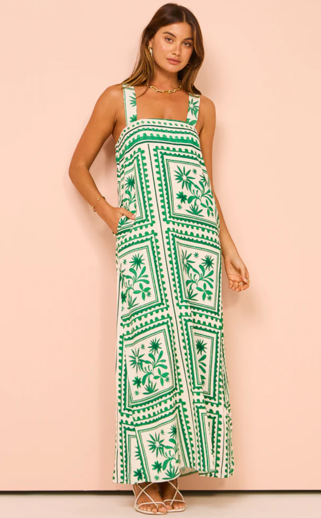 Affordable Mon Renn Losas Maxi Dress In Emerald Tile