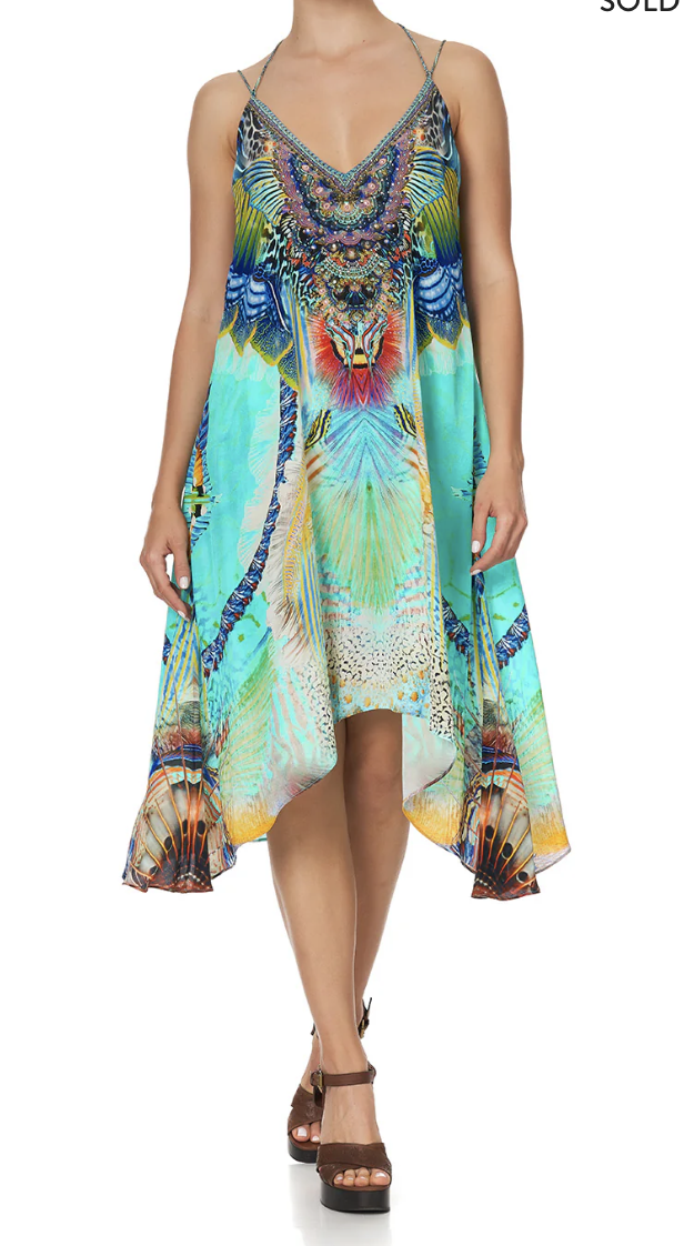 Rental Camilla Camilla V Neck Strappy Flare Midi Dress Size S