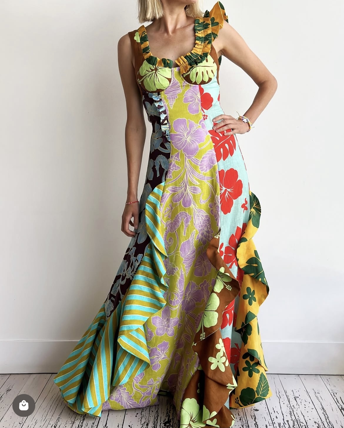 Designer rental Alemais Poppy Spliced Midi Dress