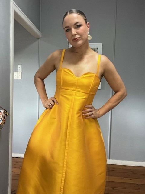 Rental Oroton Sculpture Bodice Midi Dress