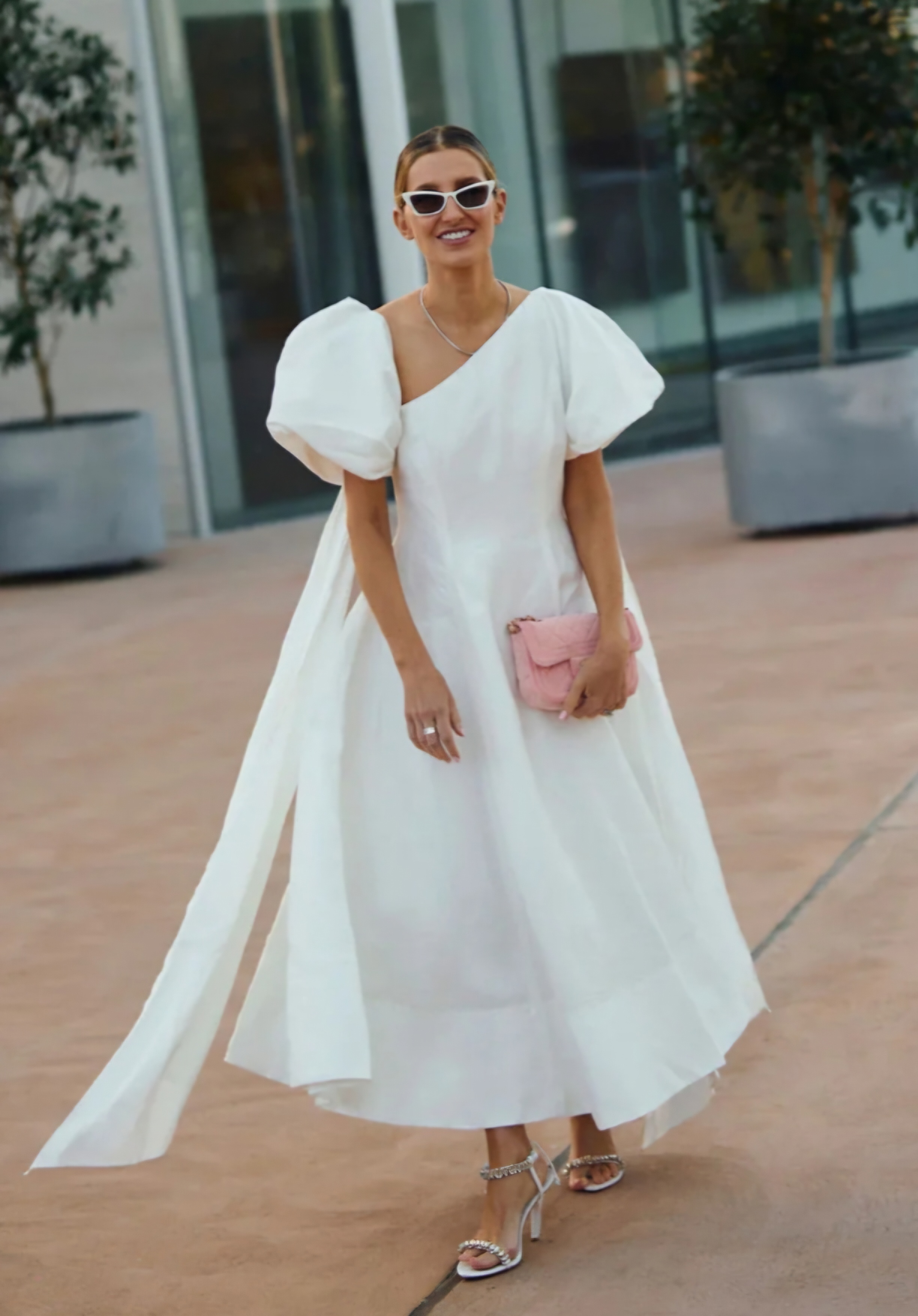 For rent a Aje Arista Tulip Sleeve Midi Dress Ivory