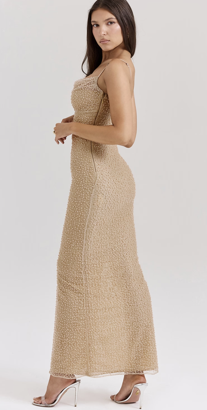 Designer rental House Of Cb 'Calla' Seapearl Embellished Maxi Dress