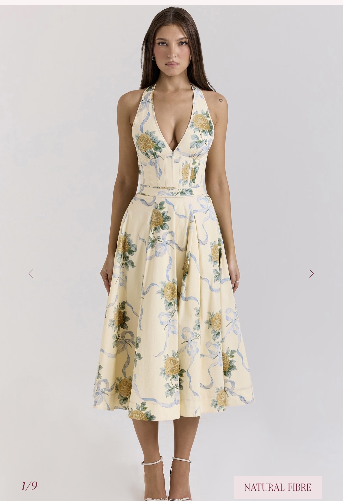 Hire a House Of Cb Lemon Ribbon Stretch Cotton Halter Midi Sundress