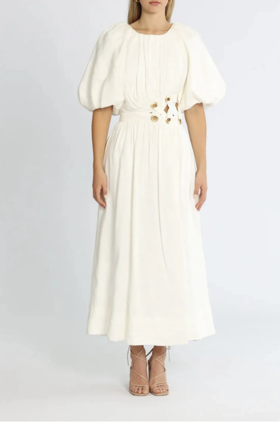 Designer rental Aje Virtuous Asymmetrical Dress In Ivory