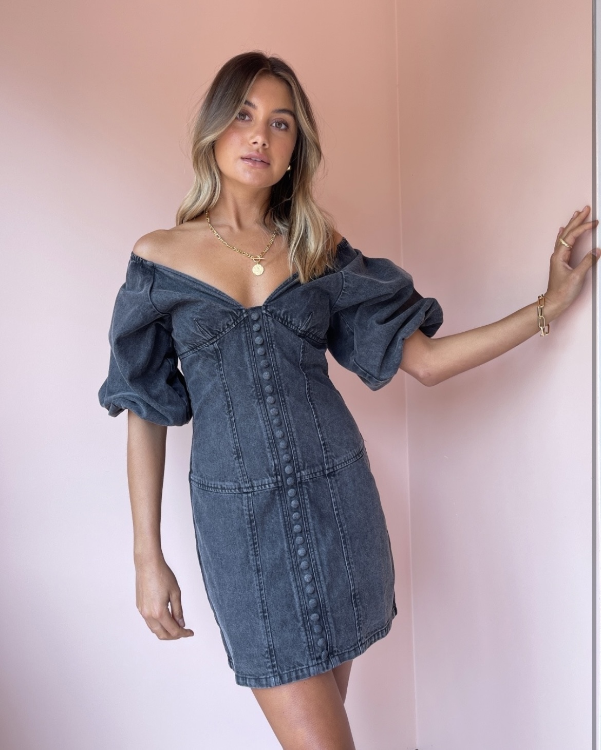 Rental Joslin Gabriel Acid Wash Denim Dress