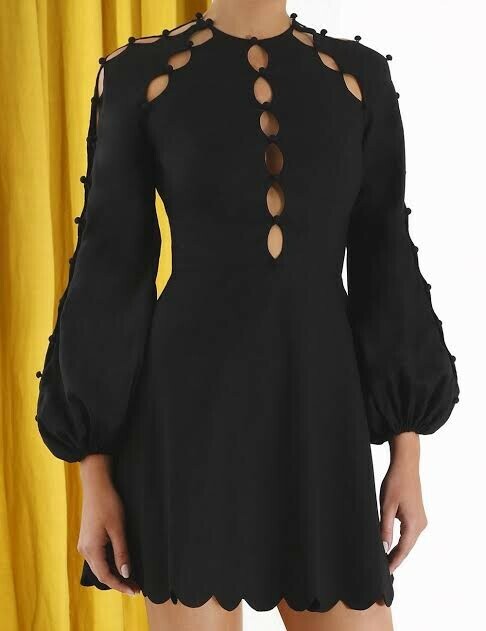 Rental Zimmerman Black Goldie Scalloped Dress