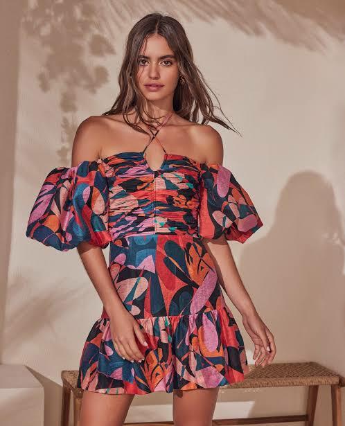 Formal rental Rebecca Vallance Catalina Puff Sleeve Mini Dress