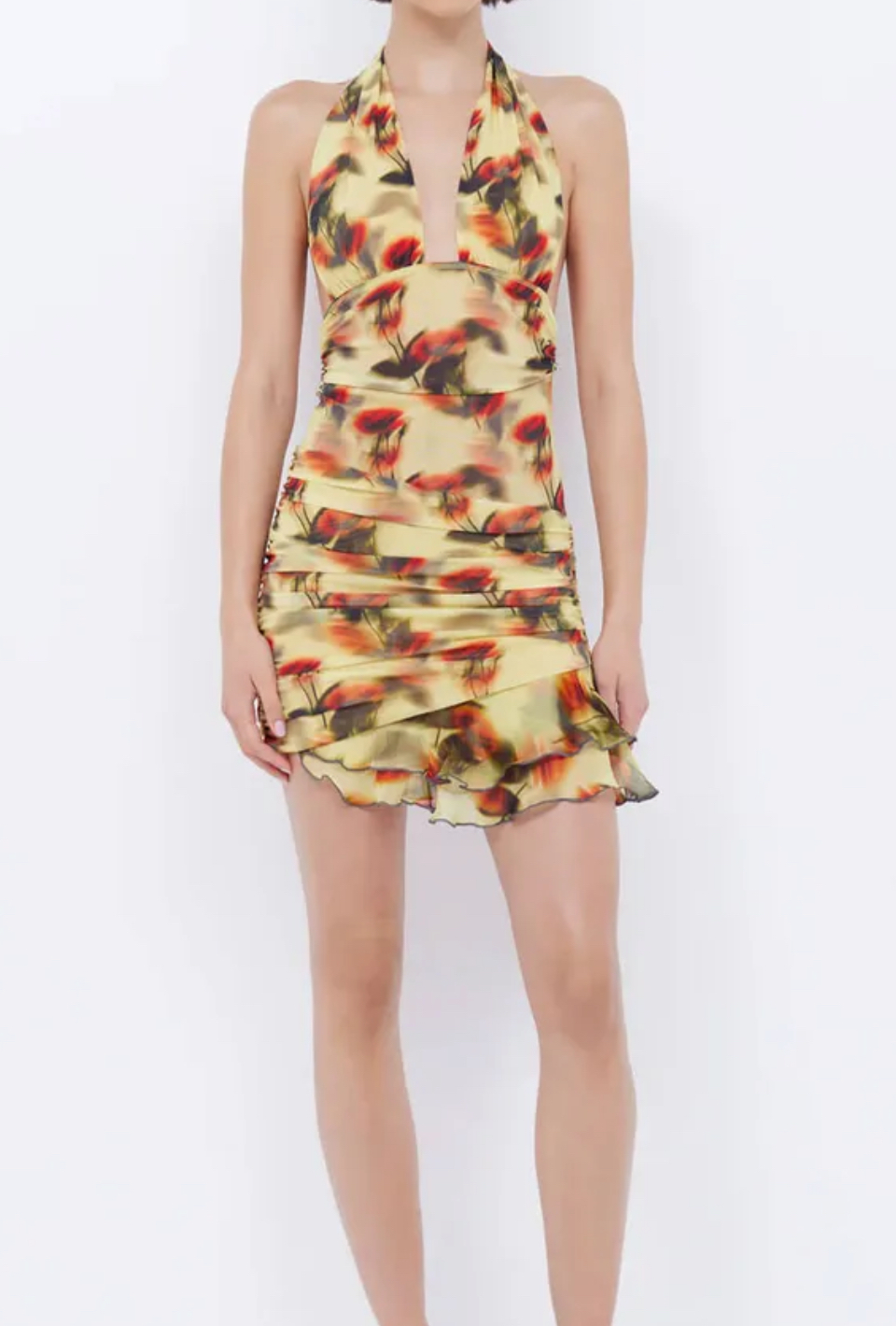 Formal rental Bec & Bridge Fiore Halter Mini Dress Citrus Rose