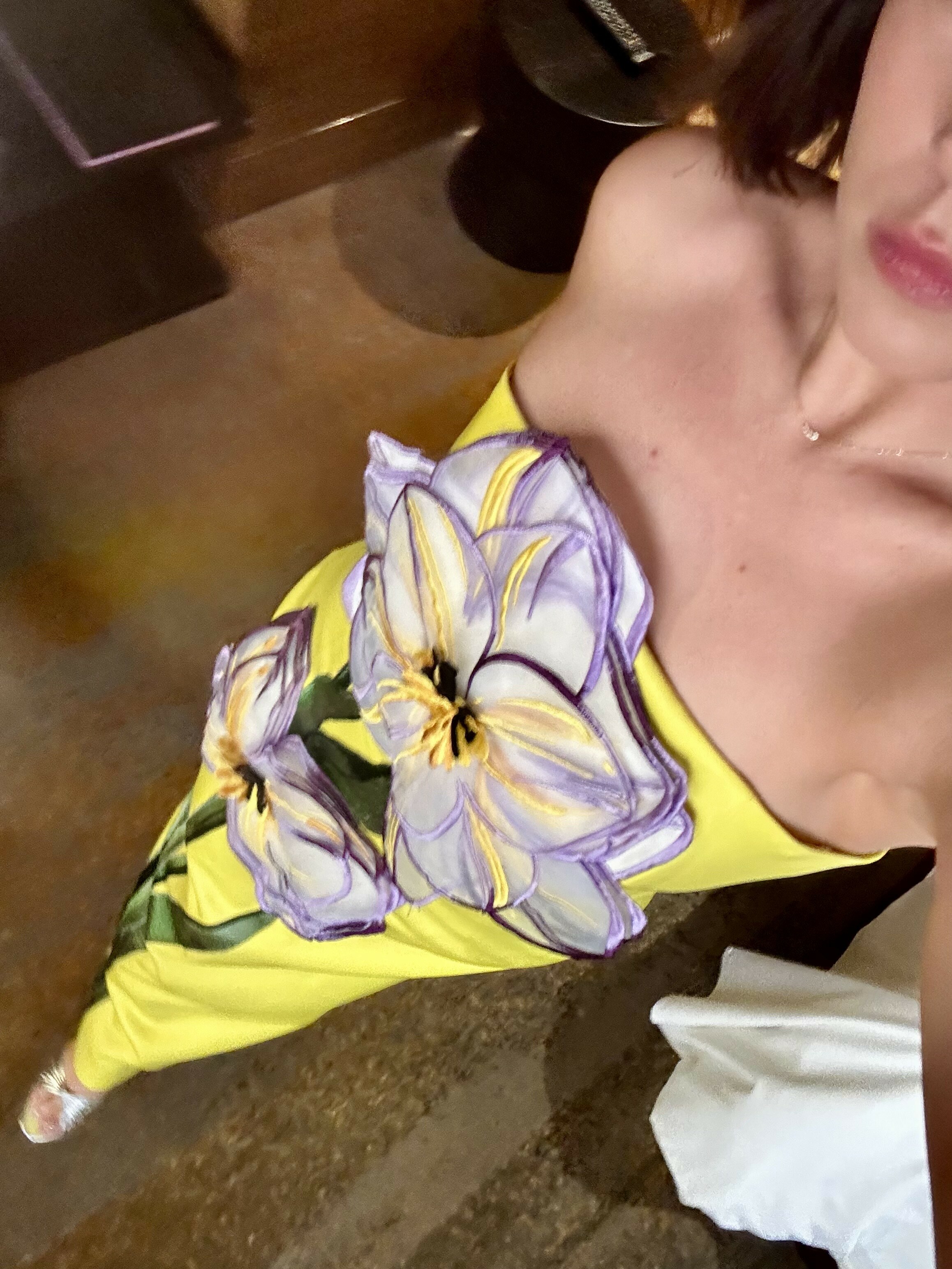 Rental Leo Lin Rayna Appliqué Floral Maxi Dress Iris Print In Yellow