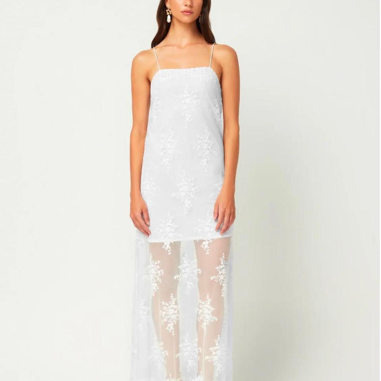 Affordable Maison Essentiele Scalloped Lace Maxi Dress.