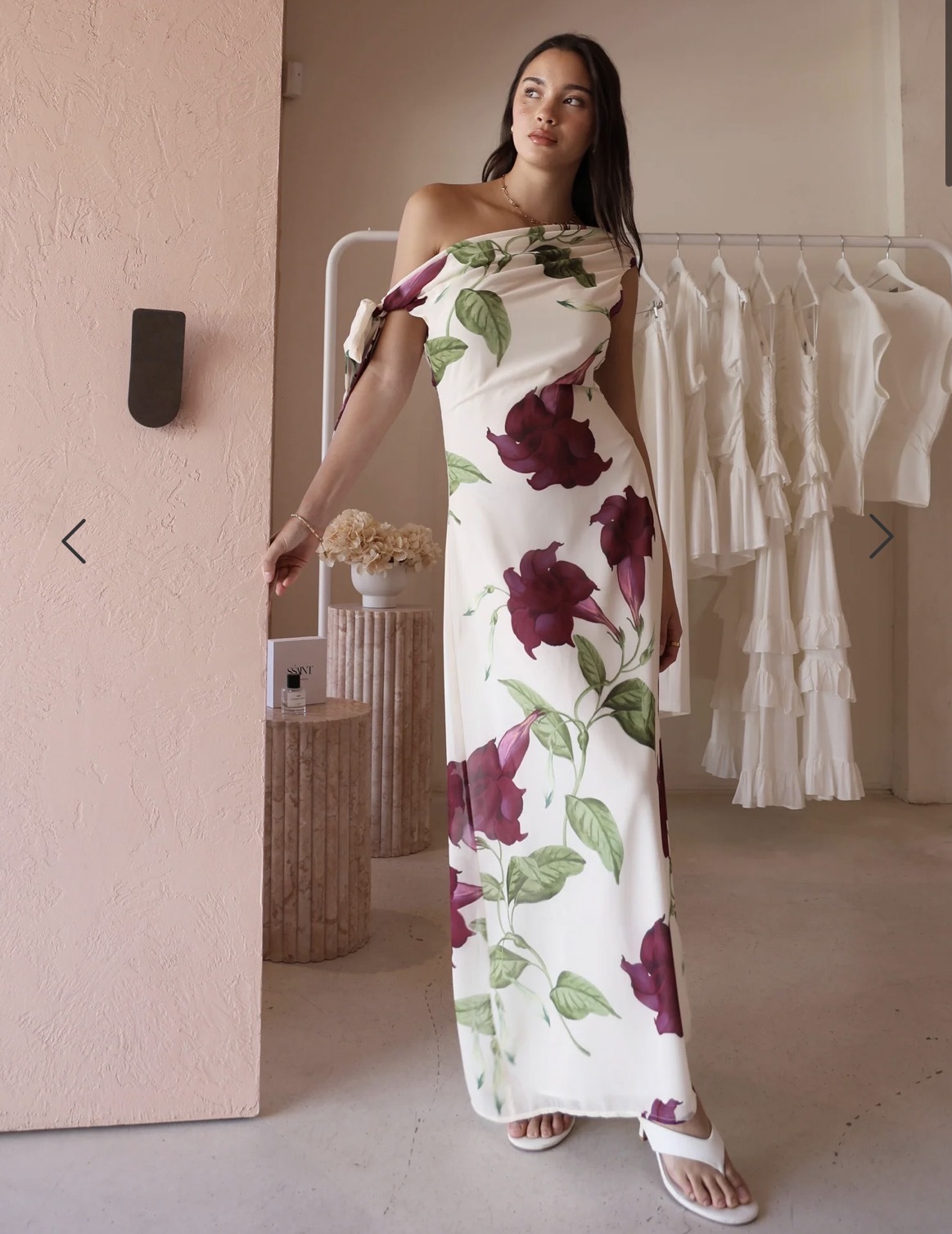 Designer rental By Nicola Hayley Tie Dress In Bordeaux Floral