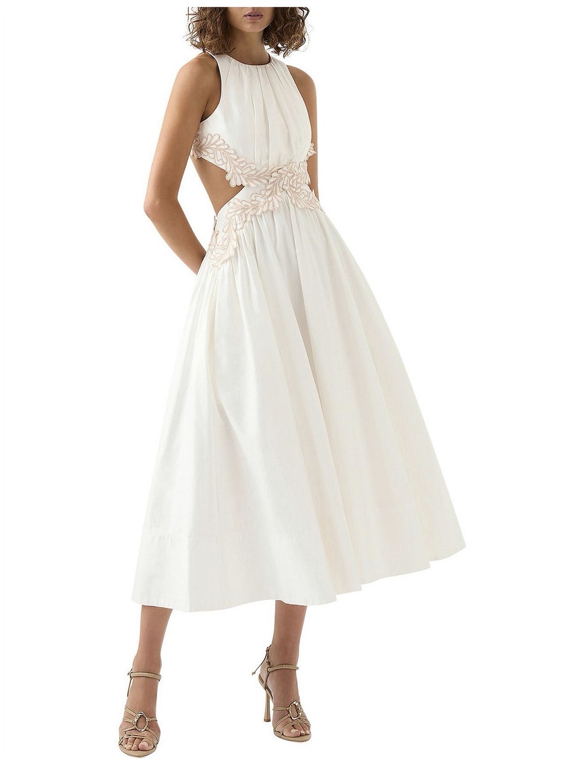 Loan a Aje Aje Botanical Trim Midi Dress In Ivory