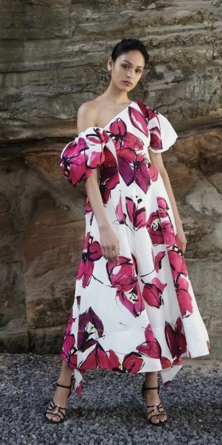 Borrow a Aje Arista Tulip Sleeve Midi