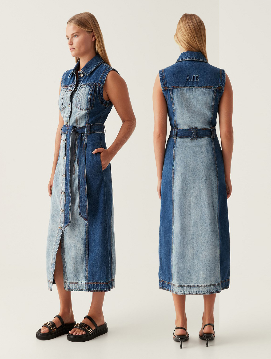 Affordable Aje Darcie Denim Midi Dress