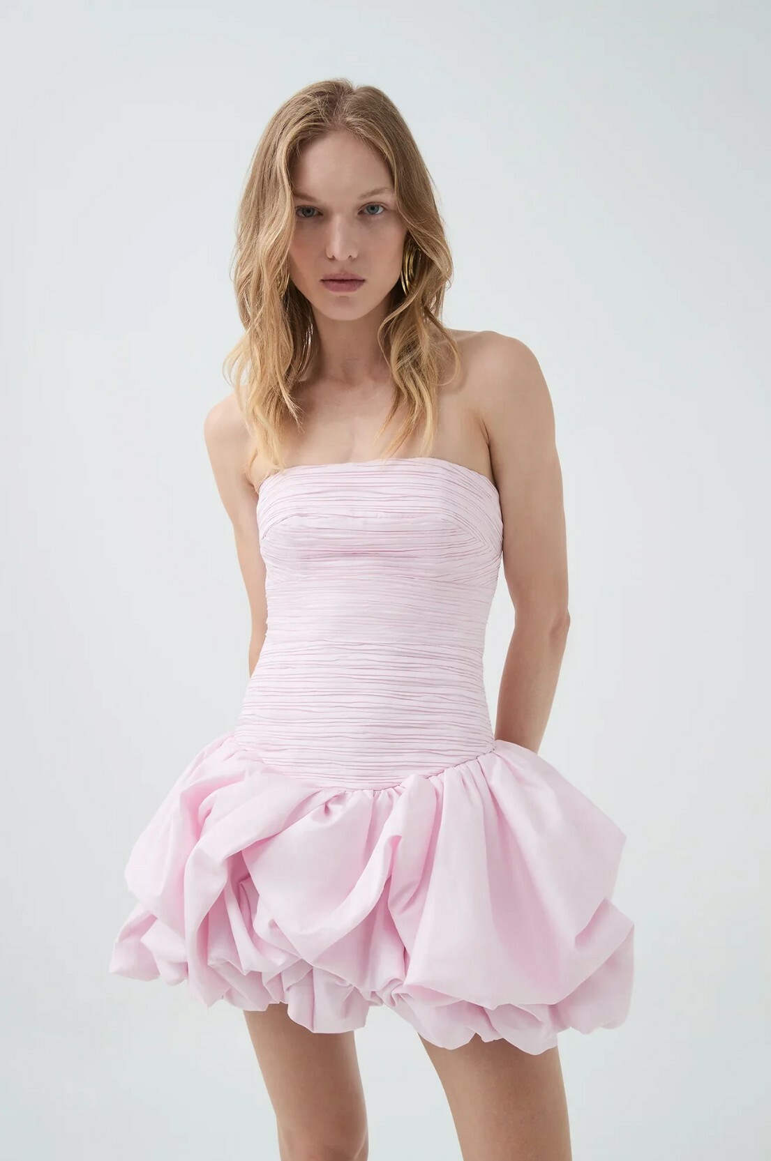 Borrow a Aje Violette Bubble Hem Mini Dress In Blush