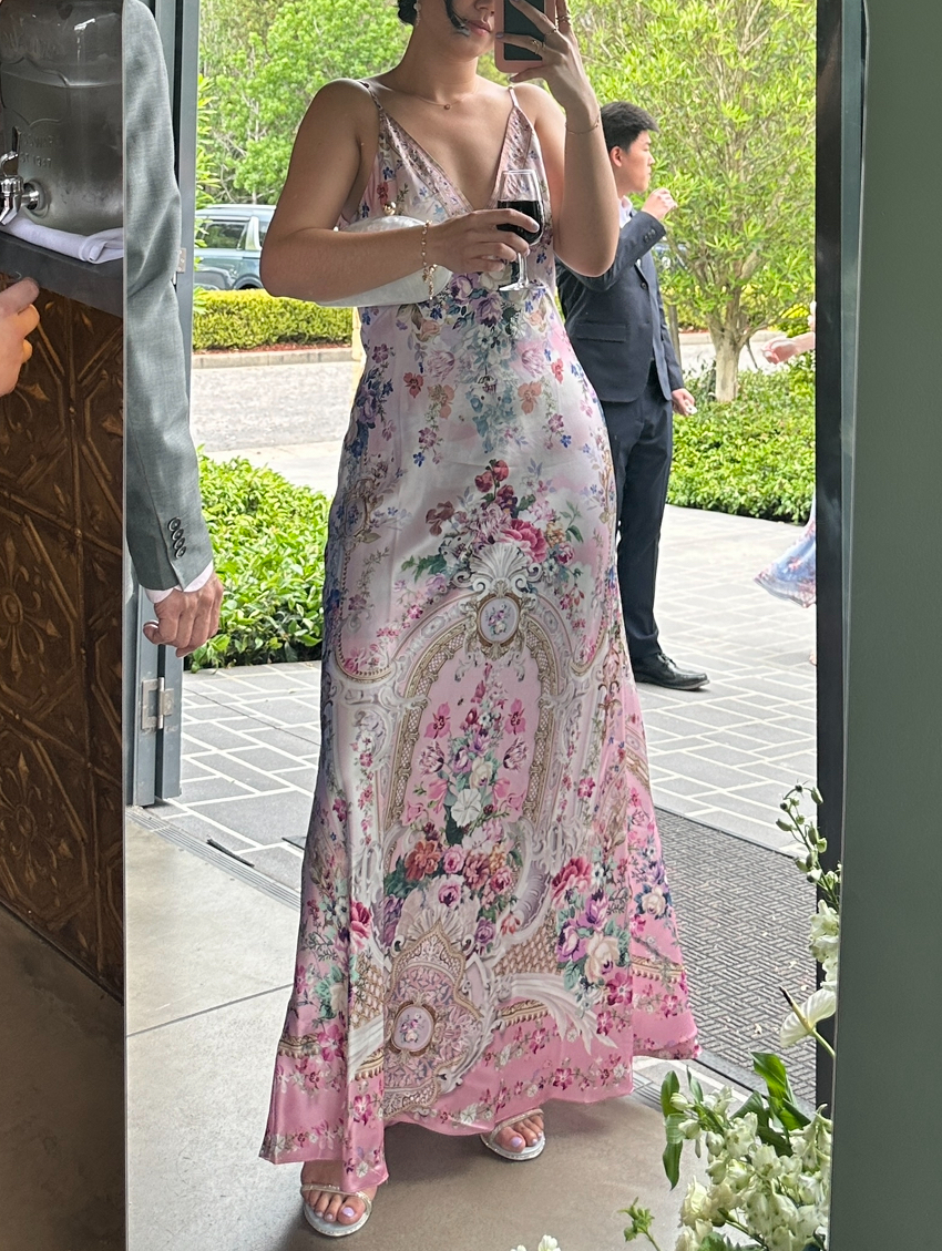 Affordable Camilla V Neck Long Bias Slip Dress