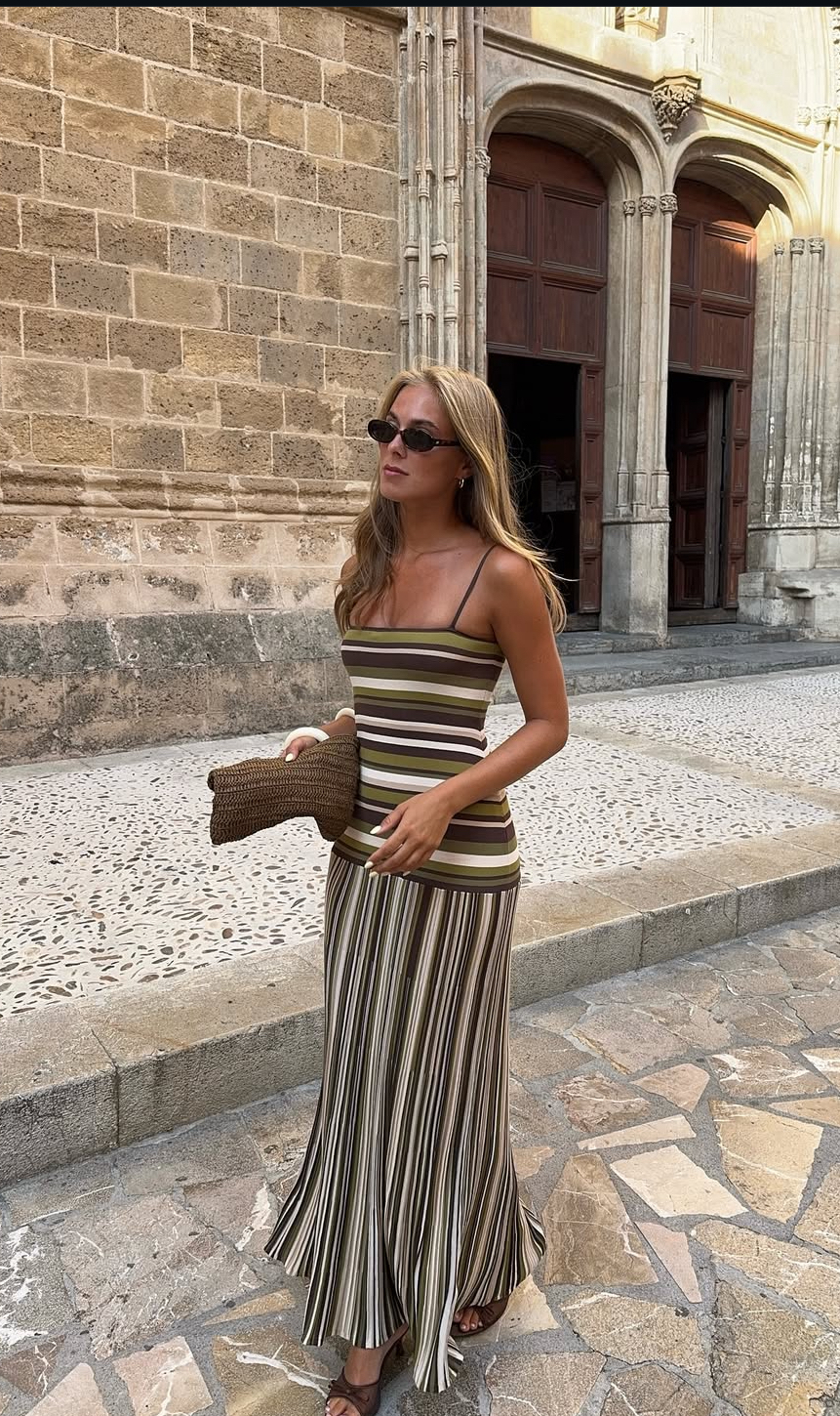 Affordable Faithfull The Brand Essenia Knit Dress Espresso Pine Stripe