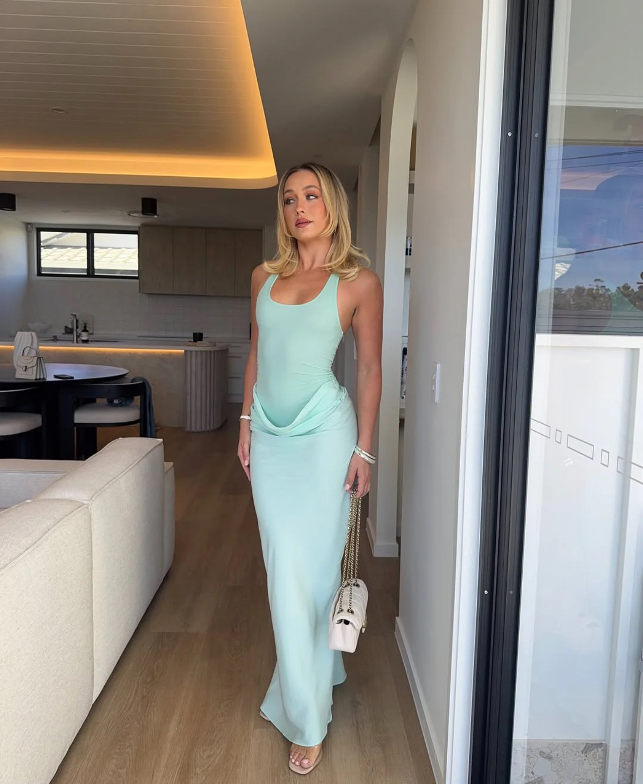 Rent a Benni Jade Maxi Dress Size 6 Bleached Aqua