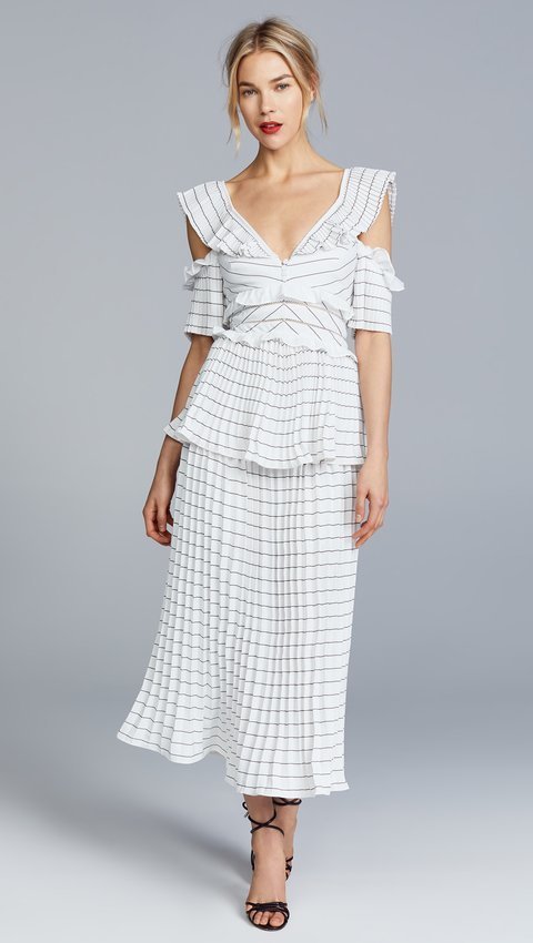 Designer rental Self Portrait Monochrome Trimmed Dress